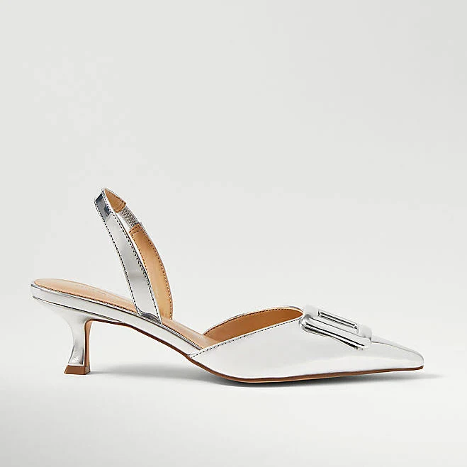 shoes Ann Taylor Women's Metallic Pointy Toe Slingback Pump Ann Taylor $84