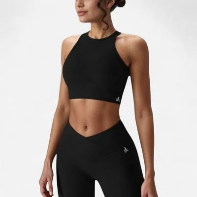 top Anna-Kaci Active Women's High Neck Racerback Sports Crop Top with Seamless Compression Fit Target $33.6