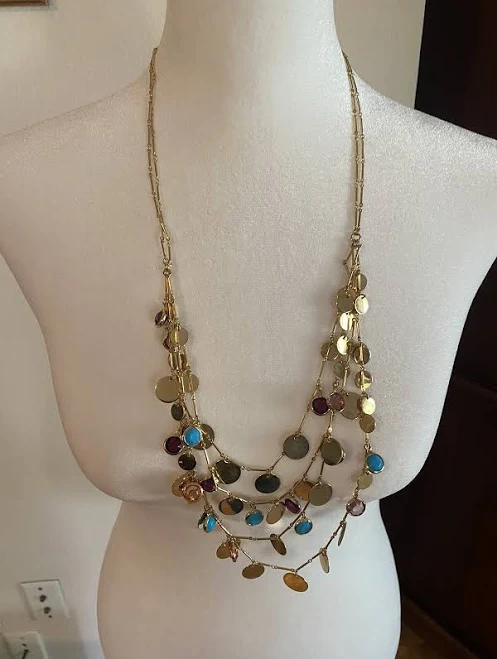 accessory Anthropologie Women's Multi Color Stones Four Tiered Layered Necklace eBay - janienola $45