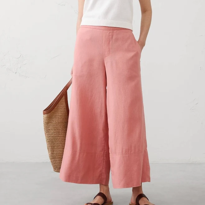 matching set Anyday Women's High-Rise Wide-Leg Linen-Blend Cropped Pants Banana Republic Factory $80