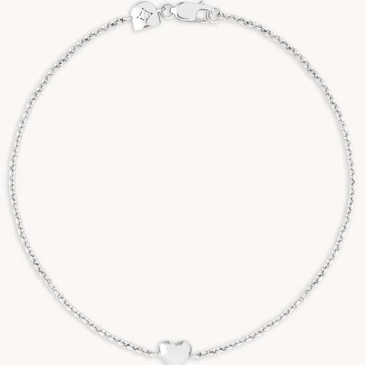 accessory Astrid & Miyu Heart Charm Bracelet in Rhodium Plated Silver Astrid & Miyu USA $95