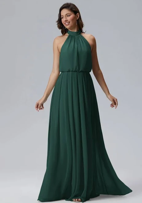 dress AW.Bridal A-line Halter Neckline Floor Length Sleeveless Bridesmaid Dresses Dress AW Bridal $107.99