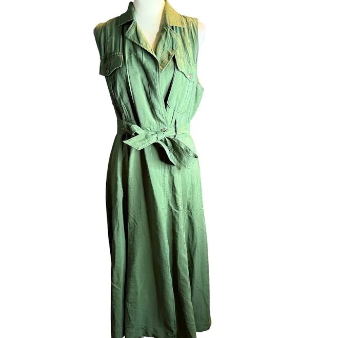 dress Banana Republic Olive Green Sleeveless Wrap Utility Midi Dress, Petite eBay - talan-6928 $49