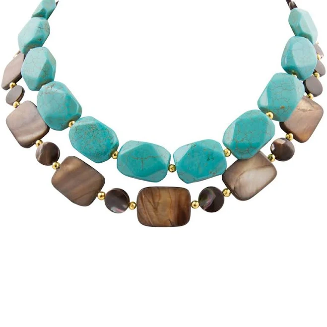 accessory Barse Tiger's Eye and Turquoise Golden Statement Necklace Barse Jewelry $82.6