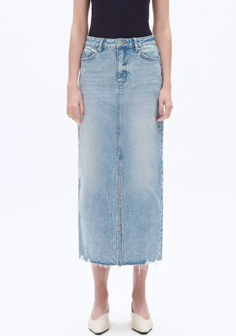 skirt Bayeas Raw Hem Denim Midi Skirt Bayeas $108
