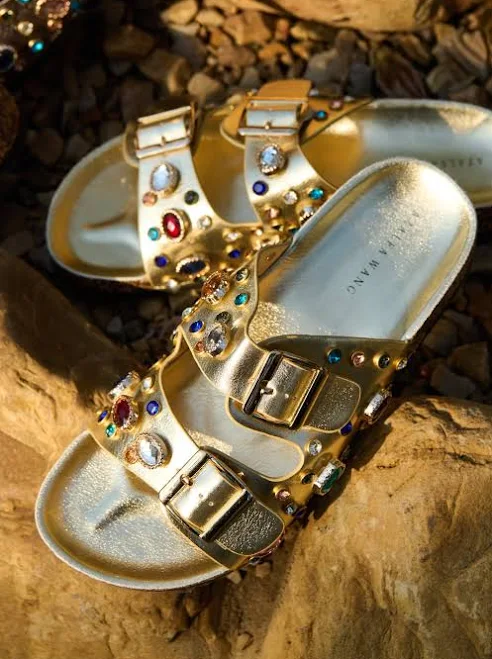 shoes Bayleaves-Gold Flat Sandal Azalea Wang $49