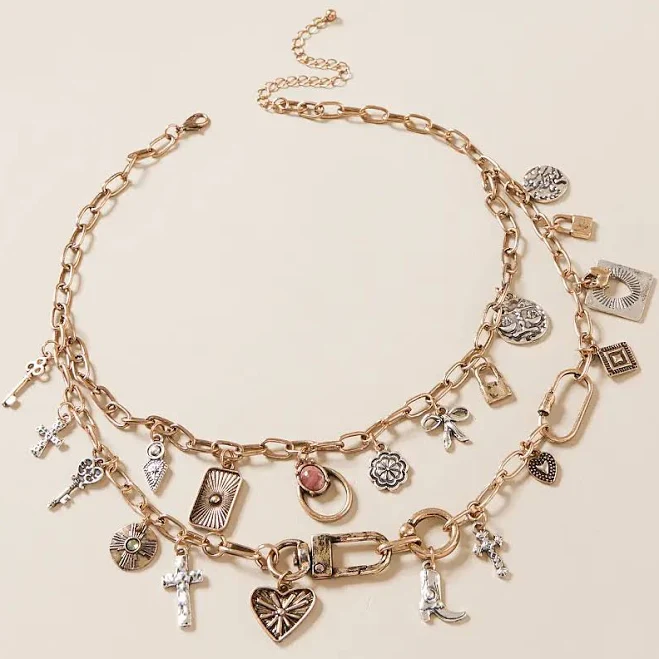 accessory BKE Women's Tiered Charm Necklace Buckle $24.99