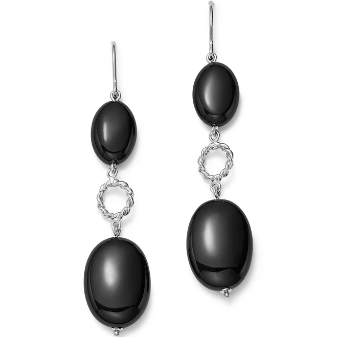 accessory Bloomingdale's Fine Collection Sterling Silver Double Onyx Drop Earrings Bloomingdale's $125