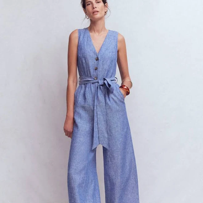 jumpsuit Boden Women's Laura V-Neck Linen Jumpsuit Boden $202.5