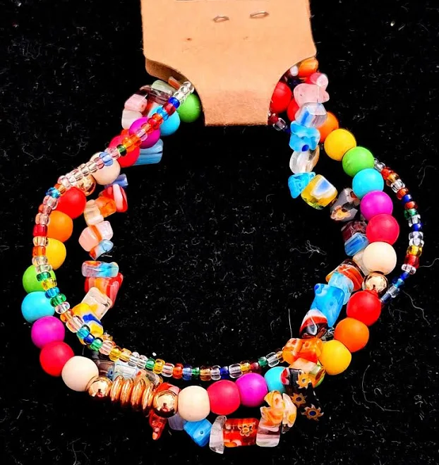 accessory Boho Y2k Beaded Stretch Bracelet Stack Etsy - Seller $15.55