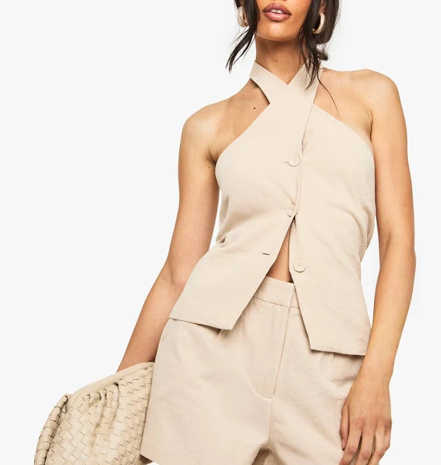 shorts Boohoo Women's Tailored High Waisted Linen Shorts boohoo USA $28