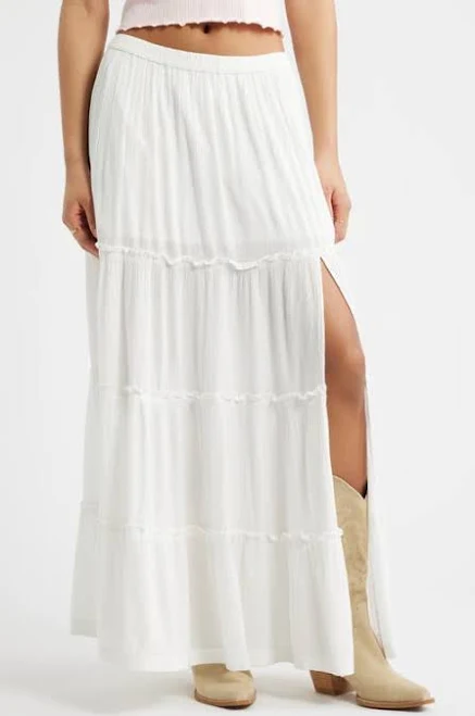 skirt BP. Tiered Maxi Skirt in Ivory at Nordstrom, Size X-Large Nordstrom $59.5