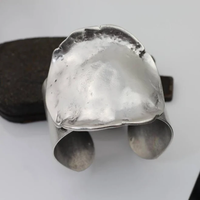 accessory Brutalist Asymmetrical Silver Chunky Bangle Bracelet Etsy - DemeterSupply $42.75