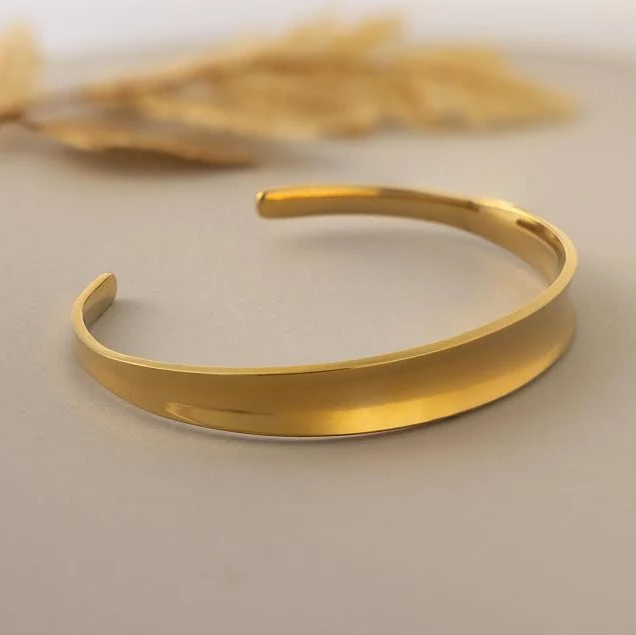 accessory Caitlyn Minimalist 18K Gold Curved Dome Open Cuff Bracelet Caitlyn Minimalist $47