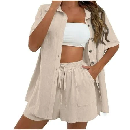 two piece set Cocolona Women's Linen Two Piece Lounge Sets Walmart - cocolona $13.99