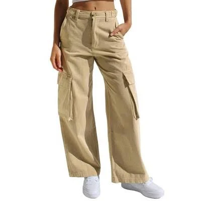 pants Coolmee Women's High-Waisted Wide-Leg Cargo Pants with 6 Pockets Target $41.29