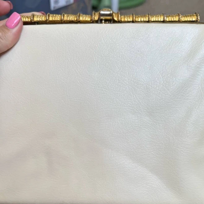 bag Cream Textured Clutch with Gold Frame | Color: Cream | Size: Os | Crispulsipher's Closet Poshmark $60