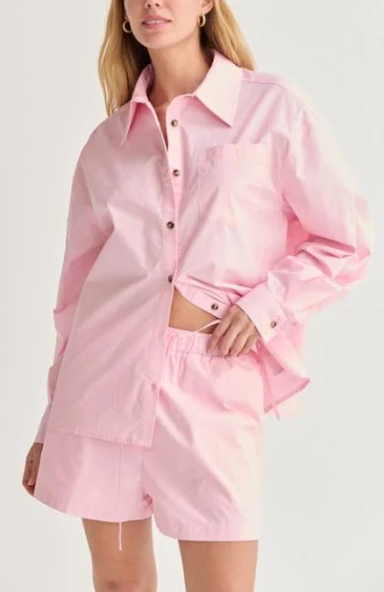 matching set Crescent Women's Oversized Poplin Shirt Two Piece Set Nordstrom $102
