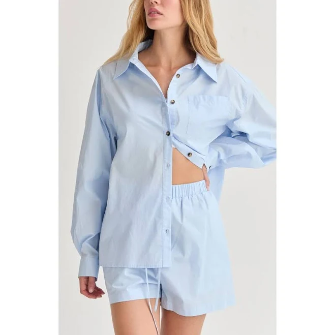 matching set Crescent Women's Oversized Poplin Shirt Two Piece Set Nordstrom $102