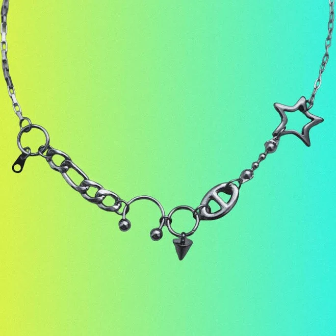 accessory Cyber Punk Edgy Stainless Steel Star Necklace Etsy - Seller $30