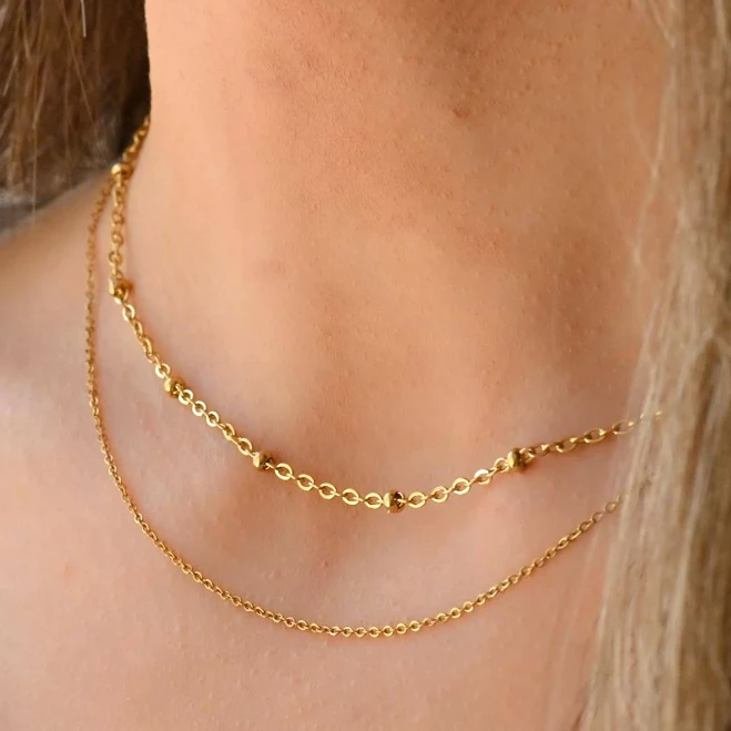 accessory Dainty Layered Gold Chain Necklace Stack Set Etsy - DaintyJools $21.97