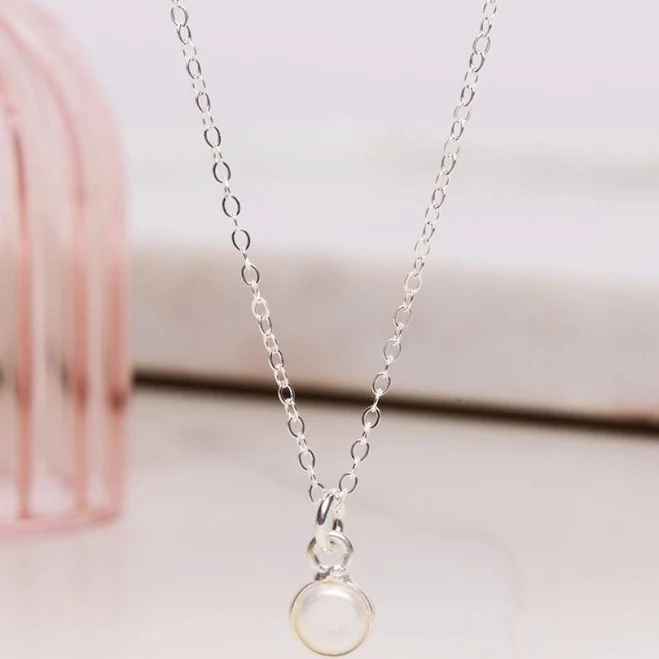 accessory Dainty Pearl Bezel Necklace in Sterling Silver Etsy - SoulAndLittleRose $47