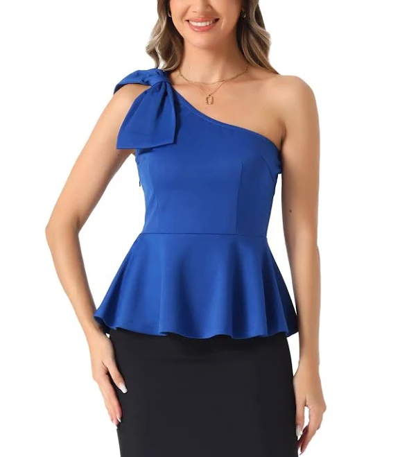 top Daring Diva Women's One Shoulder Ruffled Peplum Top Walmart $26.88