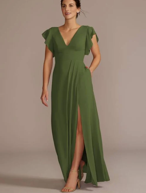 dress DB Studio Flutter Sleeve Chiffon V-Neck Dress David's Bridal $59.99