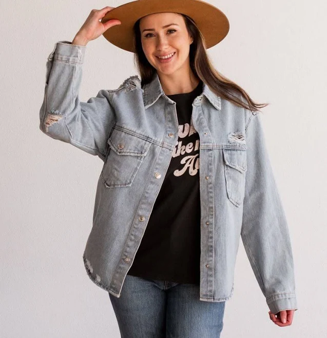 outerwear Distressed Denim Jacket Flea Style $68