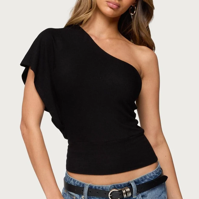 asymmetric neck top Edikted Women's Asymmetric One-Shoulder Ruched Crop Top edikted $24