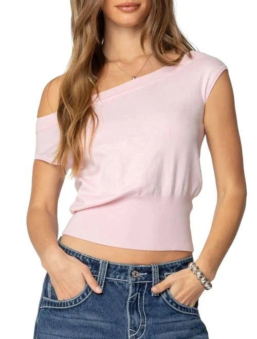 top Edikted Women's Michaela One-Shoulder Knit Tank Top Nordstrom $38.4