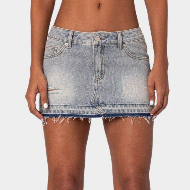 skirt Edikted Women's Priyanka Distressed Denim Mini Skirt Tillys $49.92