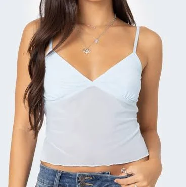 top Edikted Women's Serafina Sheer Mesh Tank Top PacSun $21.6