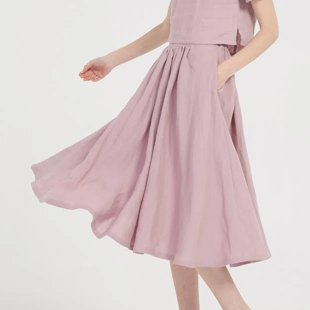 skirt Elastic Waistband A-Line Linen Skirt with Pockets Etsy - Seller $72