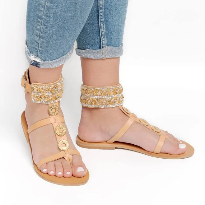 shoes Embellished Leather Sandals Etsy - PhilioShop $61.37