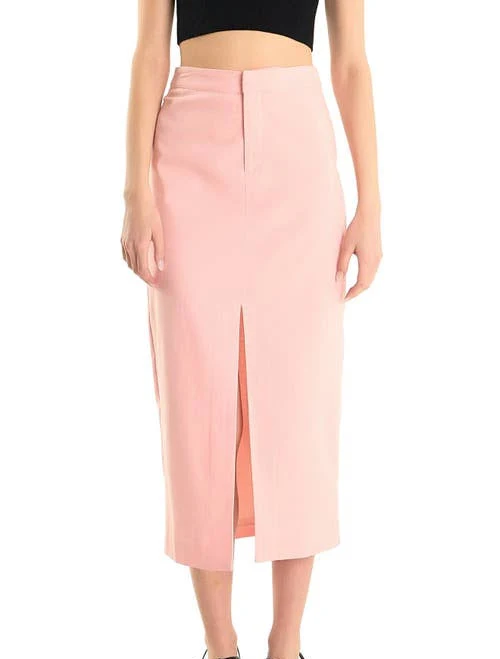skirt Endless Rose Women's Front Slit Linen Midi Skirt Nordstrom $110