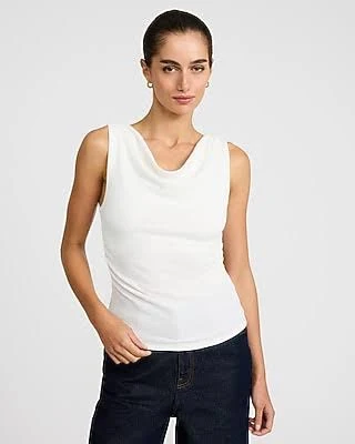 top Express Women's Crepe Draped Cowl Neck Tank Top Express $12.97