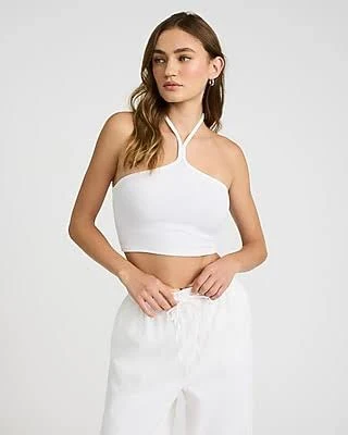 top Express Women's Fitted Ribbed Halter Crop Top Express $8.4