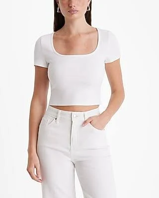 crop top Express Women's Fitted Ribbed Square Neck Baby T-Shirt Express $11.2