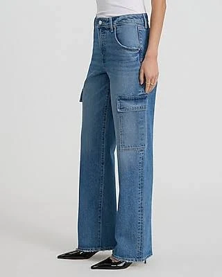 pants Express Women's High Waisted Relaxed Straight Cargo Jeans Express $24.97