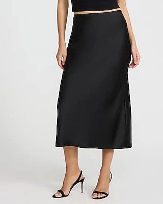 skirt Express Women's High Waisted Satin Midi Slip Skirt Express $68