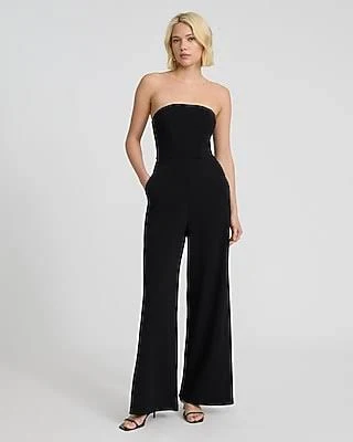 jumpsuit Express Women's Strapless Wide Leg Crepe Jumpsuit with Pockets Express $59