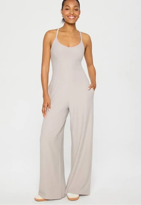 jumpsuit Fabletics Women's Cloud Jersey Wide Leg Onesie Light Sand Heather Size Xxl-1X / | 27" Fabletics $124.95