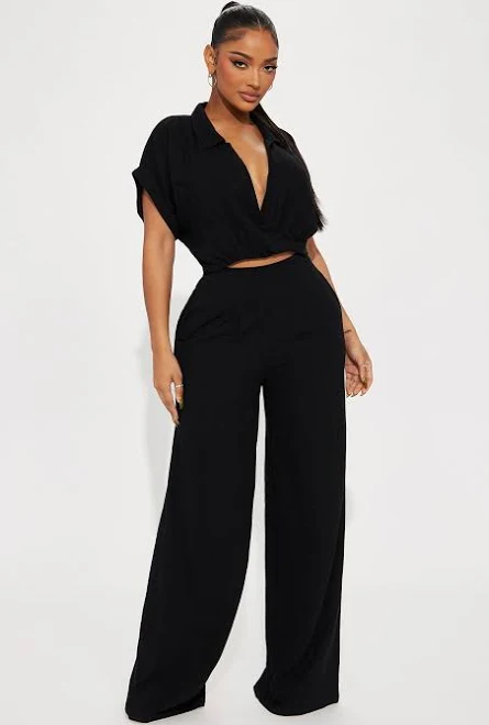 linen outfits Fashion Nova Andrea Linen Cropped Blouse and Pant Set Fashion Nova $35.99