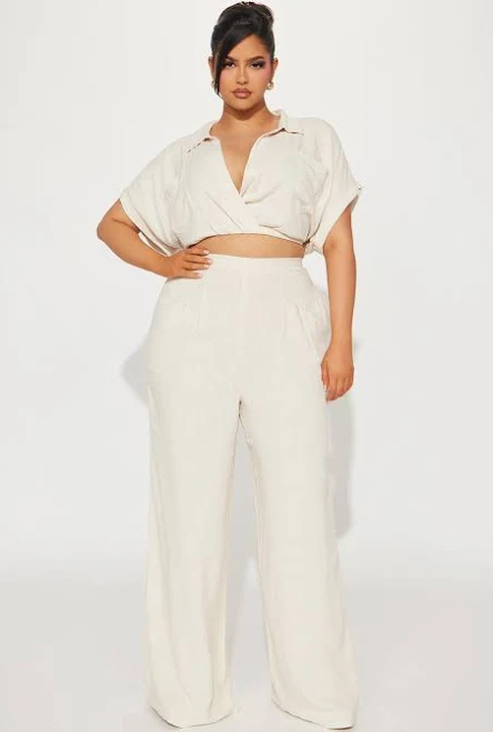 matching set Fashion Nova Andrea Linen Cropped Blouse and Pant Set Fashion Nova $44.99