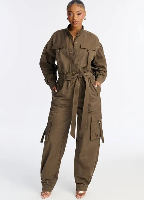 jumpsuit Fashion Nova Women's Urban Ranger Tie Waist Cargo Jumpsuit Fashion Nova $31.98