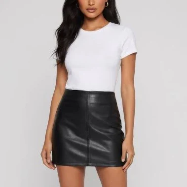 skirt Faux Leather High Waisted Mini Skirt Rainbow Shops $14.97