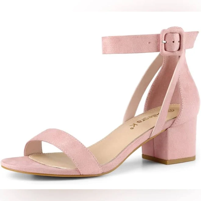 shoes Faux Suede Ankle Strap Block Low Heel Sandals Poshmark $20