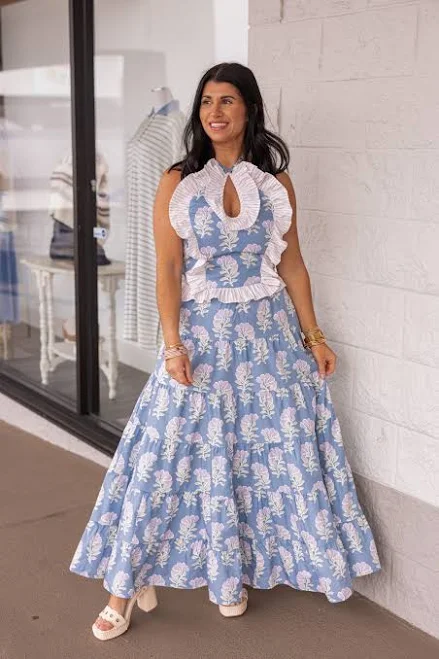 maxi skirt Floral Print Tiered Maxi Skirt Purple Door Boutique $79.99