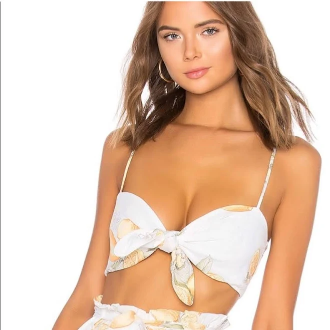 top For Love And Lemons Tops | For Love And Lemons Citrus Print Crop Top | Color: Orange/White | Size: Xs | Kmd44's Closet Poshmark $75